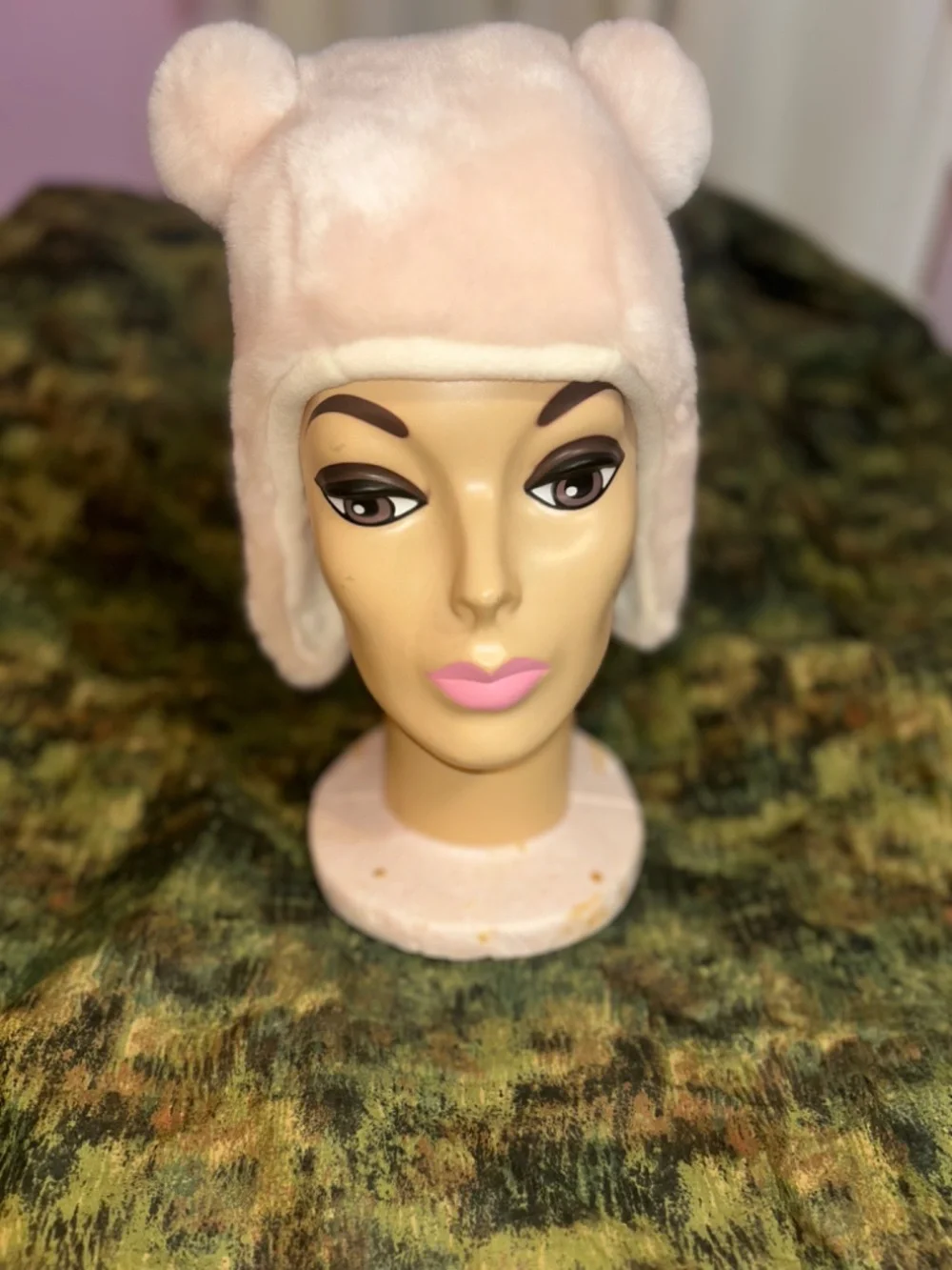 LIVLY Pink Faux Fur Warm Plush Bear Ears Premium Winter Trapper Hat Sz. 6-12m